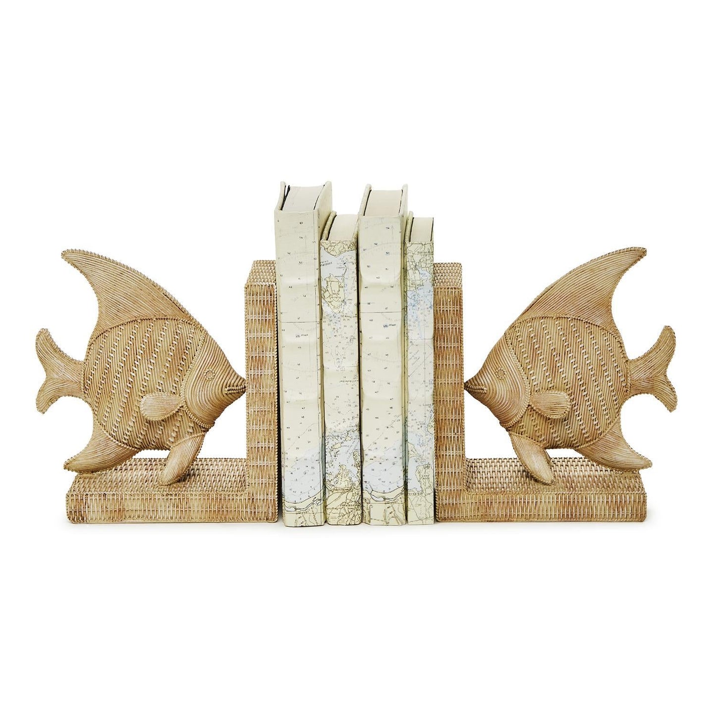 Serre-livres en résine tressée en forme de poisson - Lot de 2