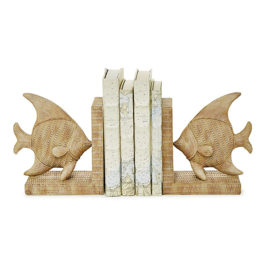 Serre-livres en résine tressée en forme de poisson - Lot de 2