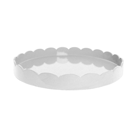 Plateau rond blanc à coquilles Saint-Jacques