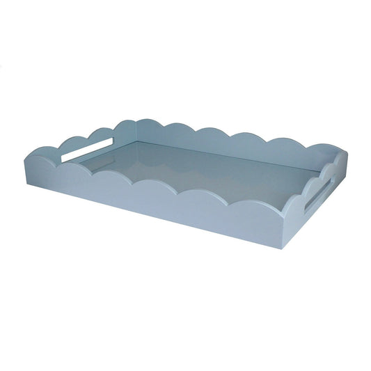 Grand plateau à bords festonnés en denim pâle