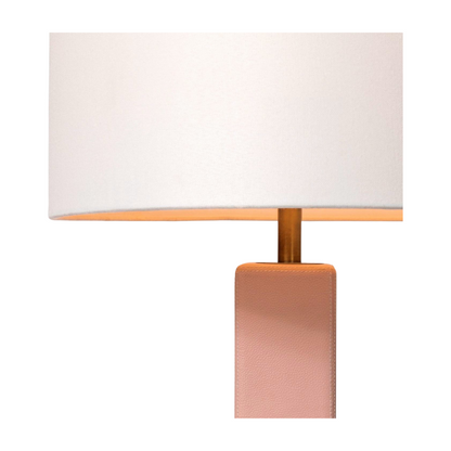 Lampe de table Charlie en cuir rose poudré
