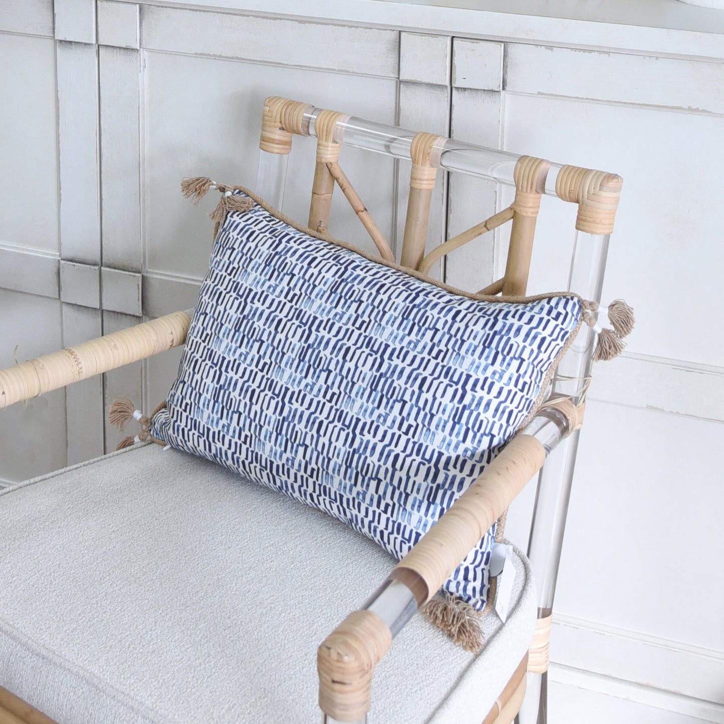 Coussin lombaire bleu cendre