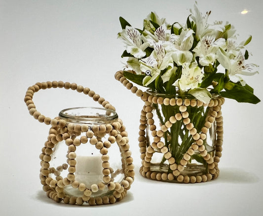 Bougeoir/vase perlé