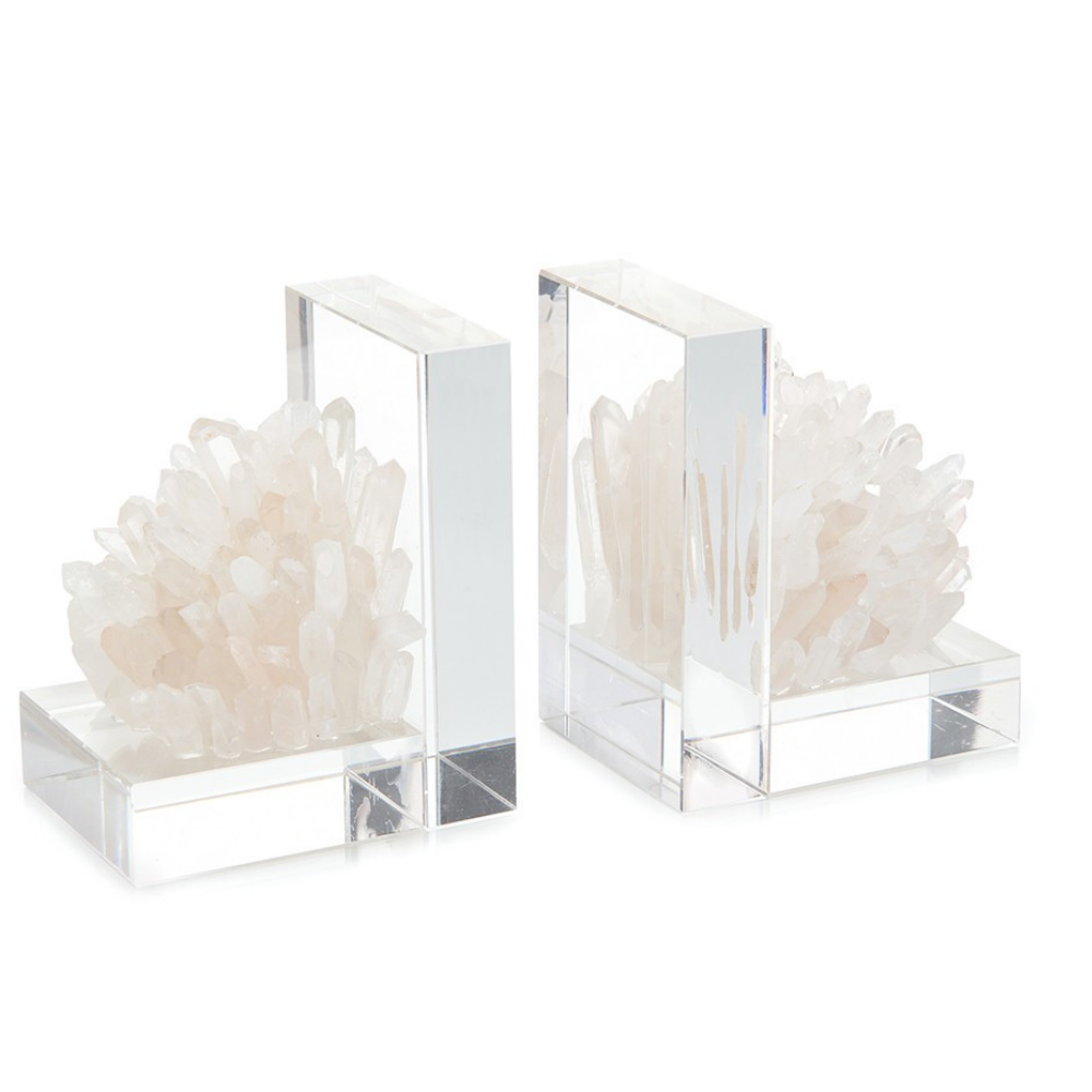 Serre-livres en cristal de quartz - Lot de 2