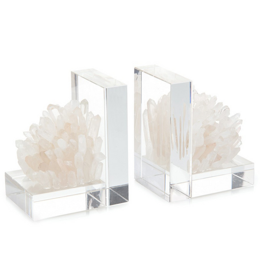 Serre-livres en cristal de quartz - Lot de 2