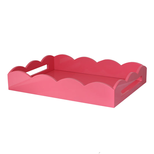 Plateau à bords festonnés roses en plusieurs tailles